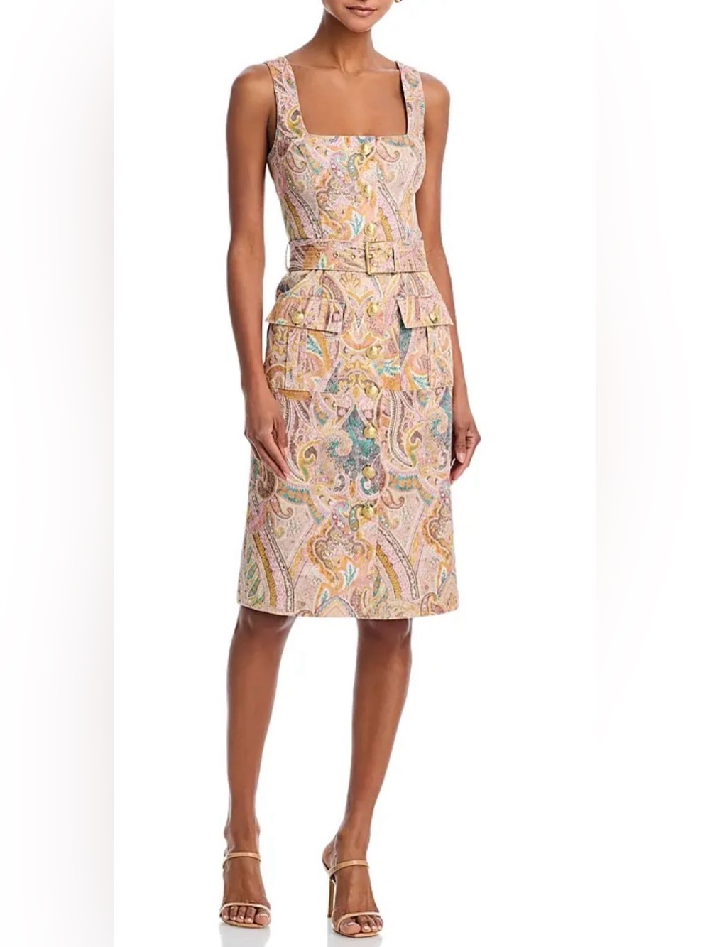 L'AGENCE Idy Button Front Belted Dress - Picture 2 of 4